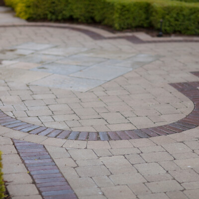Close up view of flagstone walkway