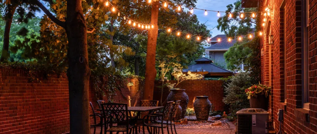 backyard with string lights