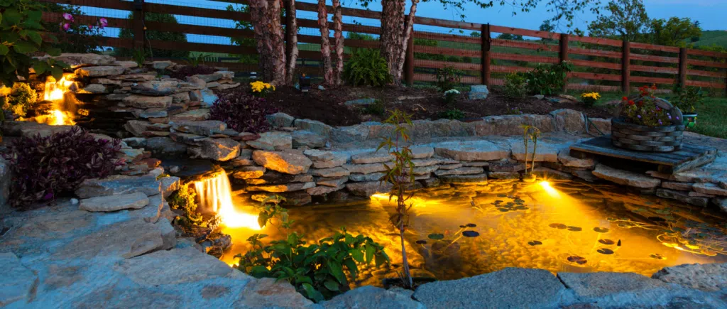 pond with underwater lighting